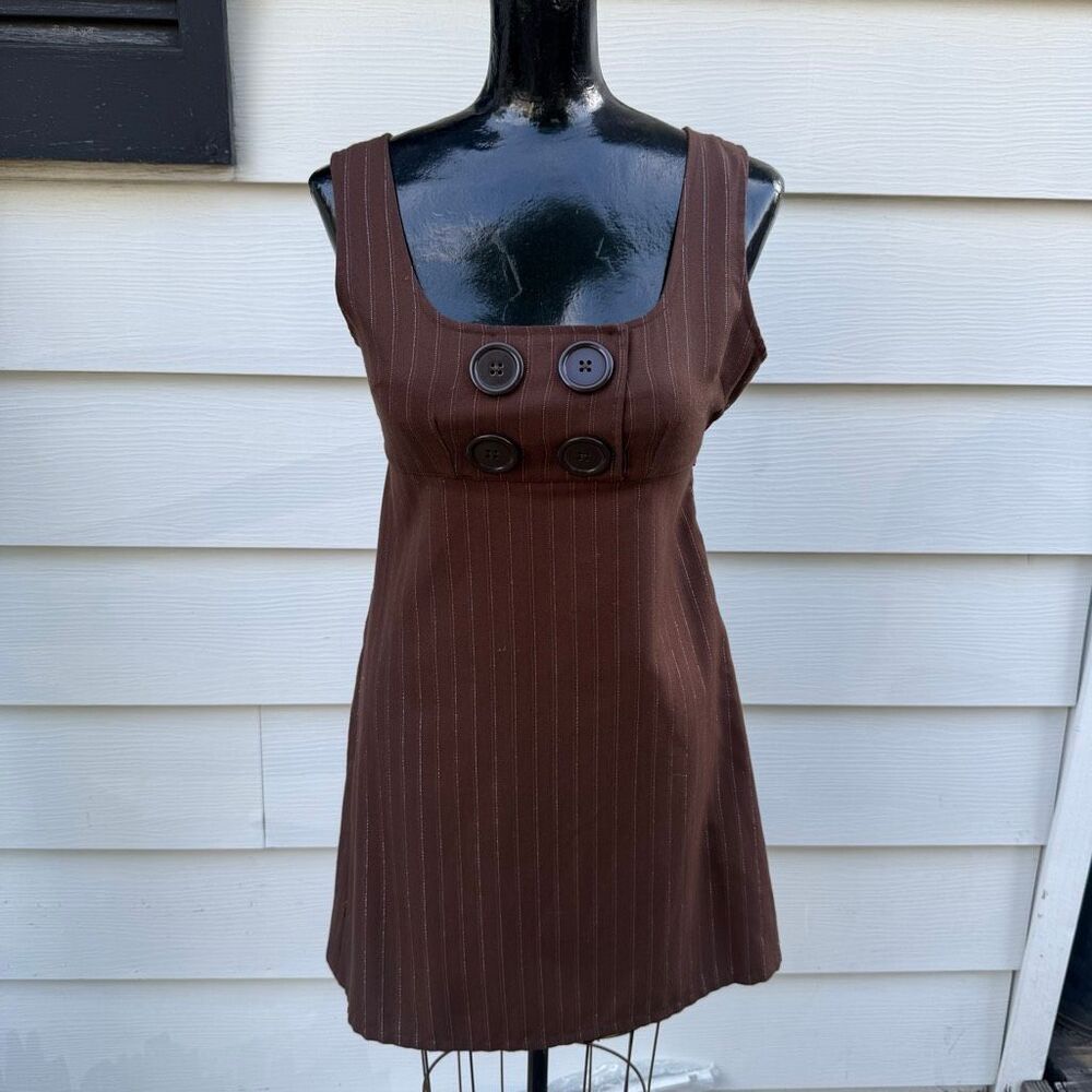 Y2K So Brown Pinstripe Mini Dress Size Small